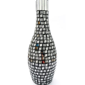 Black-Bottle-Shaped-Mosaic-Vase-Medium